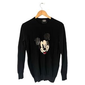Markus Lupfer Merino Wool Black Disney Mickey Mouse Crewneck Sweater size Small